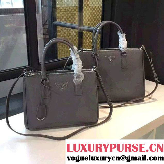 Prada 1BA274 Large Galleria Saffiano Leather Bag Grey 2016 (2A016-6022921 )