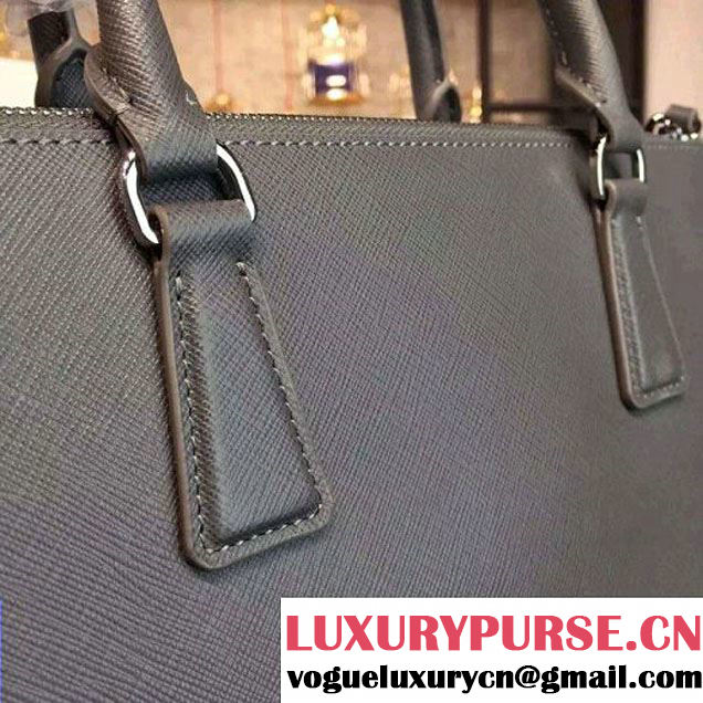 Prada 1BA274 Large Galleria Saffiano Leather Bag Grey 2016 (2A016-6022921 )