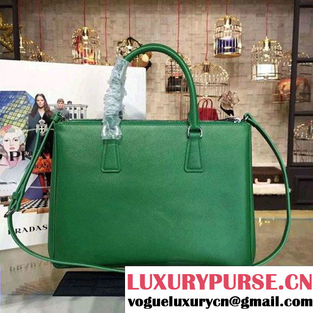 Prada 1BA274 Large Galleria Saffiano Leather Bag Green 2016 (2A016-6022922 )