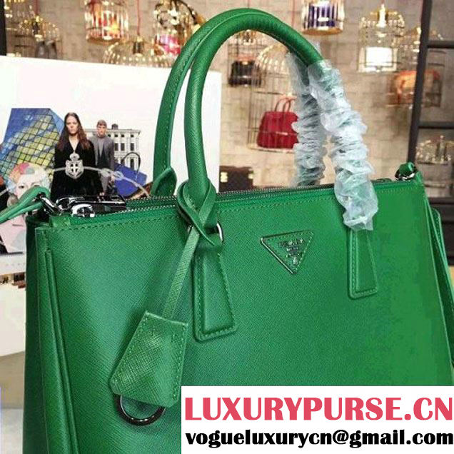 Prada 1BA274 Large Galleria Saffiano Leather Bag Green 2016 (2A016-6022922 )
