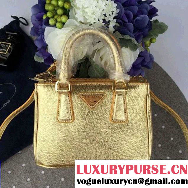 Prada Mini Galleria Saffiano Leather Bag Gold (1A053-6032209 )