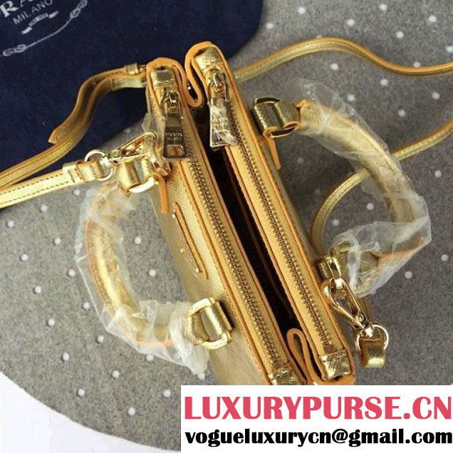 Prada Mini Galleria Saffiano Leather Bag Gold  (1A053-6032209 )