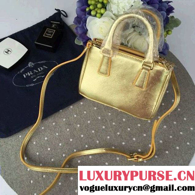 Prada Mini Galleria Saffiano Leather Bag Gold  (1A053-6032209 )
