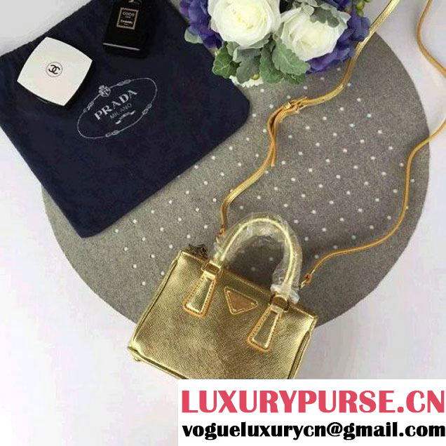 Prada Mini Galleria Saffiano Leather Bag Gold  (1A053-6032209 )
