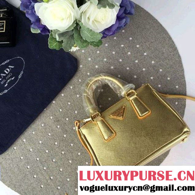 Prada Mini Galleria Saffiano Leather Bag Gold  (1A053-6032209 )