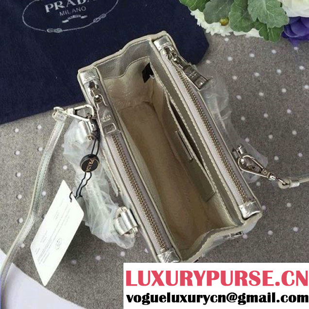Prada Mini Galleria Saffiano Leather Bag Silver (1A053-6032210 )