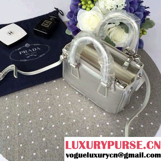 Prada Mini Galleria Saffiano Leather Bag Silver (1A053-6032210 )