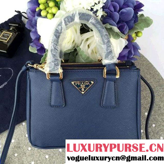 Prada Mini Galleria Saffiano Leather Bag Blue (1A053-6032213 )