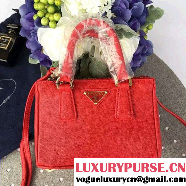 Prada Mini Galleria Saffiano Leather Bag Red (1A053-6032216 )