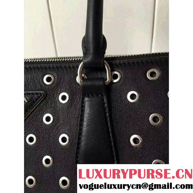 Prada Calfskin Galleria Bag With Grommet 1BA274 Black 2016 (2A016-6041809 )