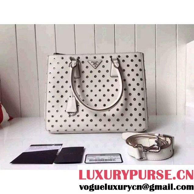 Prada Calfskin Galleria Bag With Grommet 1BA274 Off-white 2016 (2A016-6041810 )