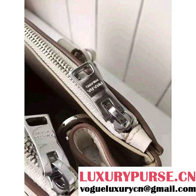 Prada Calfskin Galleria Bag With Grommet 1BA274 Off-white 2016 (2A016-6041810 )