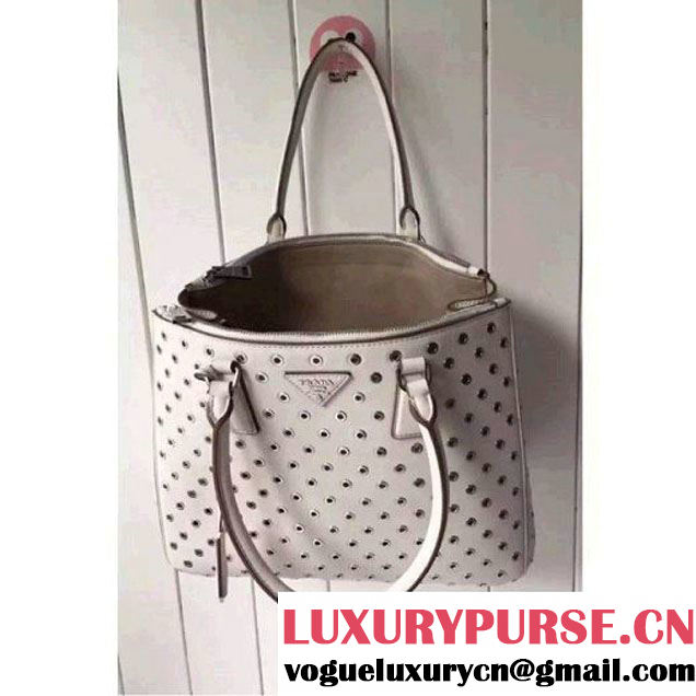 Prada Calfskin Galleria Bag With Grommet 1BA274 Off-white 2016 (2A016-6041810 )