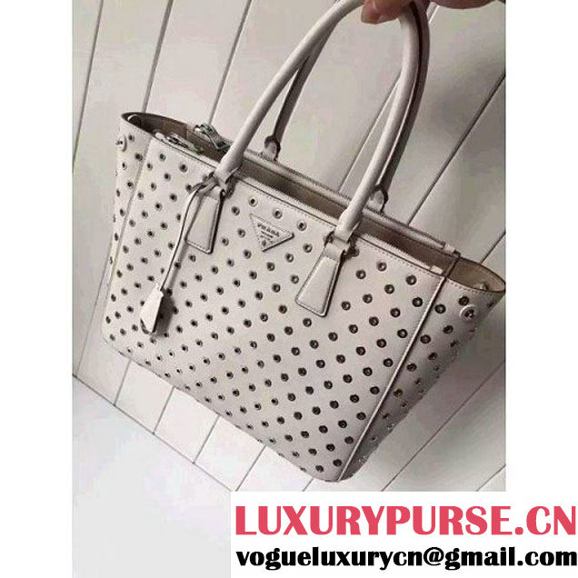 Prada Calfskin Galleria Bag With Grommet 1BA274 Off-white 2016 (2A016-6041810 )
