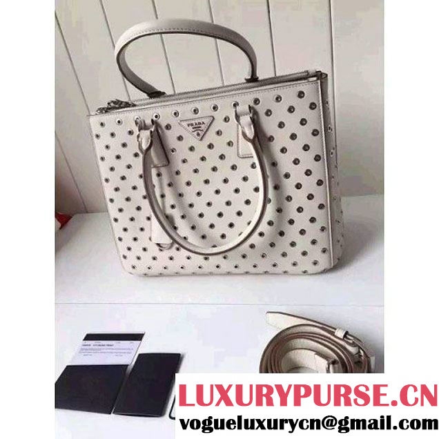 Prada Calfskin Galleria Bag With Grommet 1BA274 Off-white 2016 (2A016-6041810 )
