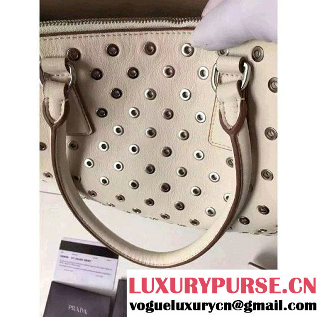 Prada Calfskin Galleria Bag With Grommet 1BA274 Off-white 2016 (2A016-6041810 )