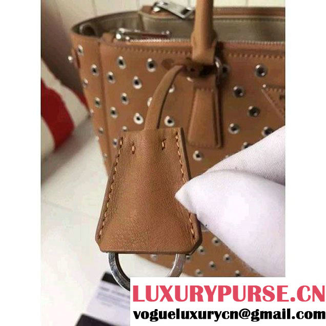 Prada Calfskin Galleria Bag With Grommet 1BA274 Brown 2016 (2A016-6041811 )