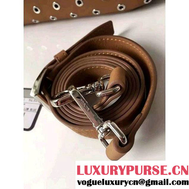 Prada Calfskin Galleria Bag With Grommet 1BA274 Brown 2016 (2A016-6041811 )
