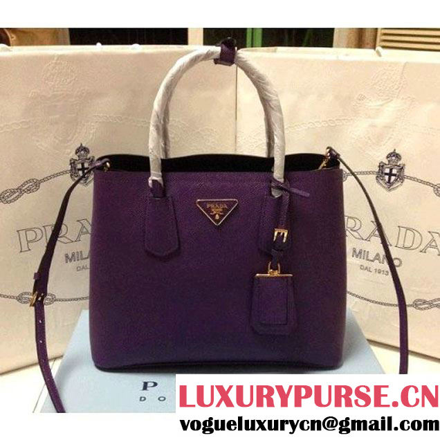 Prada 2755 Saffiano cuir leather tote Purple (2a060-032606 )