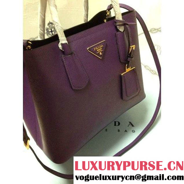 Prada 2755 Saffiano cuir leather tote Purple (2a060-032606 )