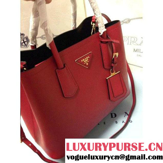 Prada 2755 Saffiano cuir leather tote Red (2a060-032607 )