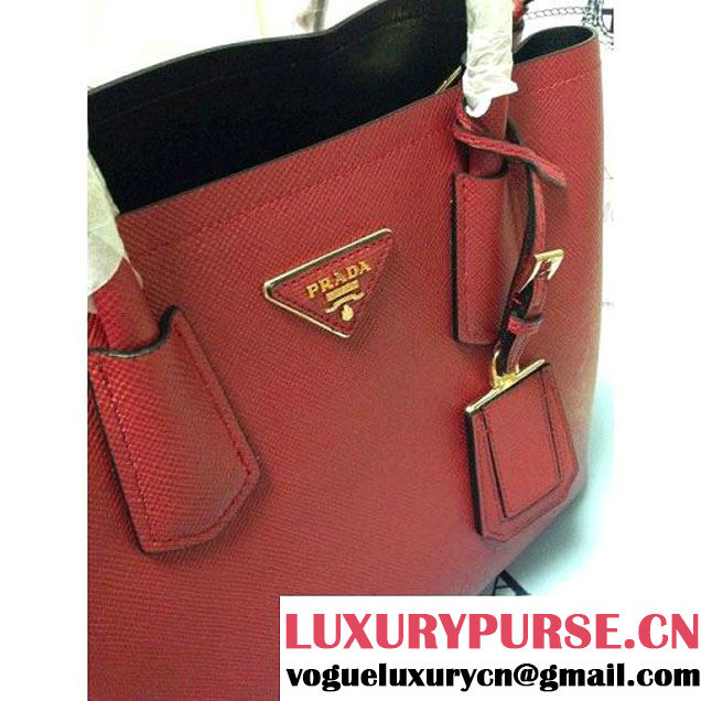Prada 2755 Saffiano cuir leather tote Red (2a060-032607 )