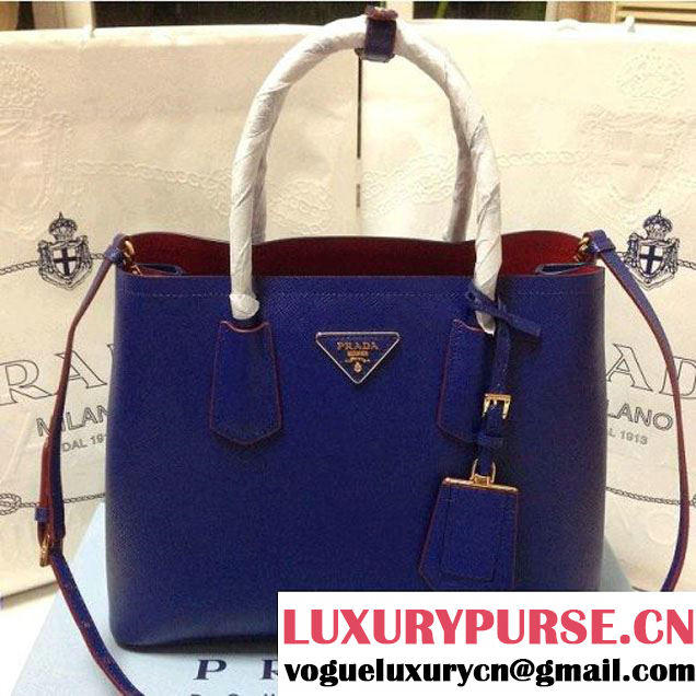 Prada 2755 Saffiano cuir leather tote Blue (2b060-032609 )