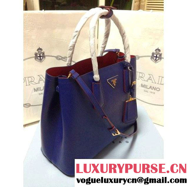 Prada 2755 Saffiano cuir leather tote Blue (2b060-032609 )