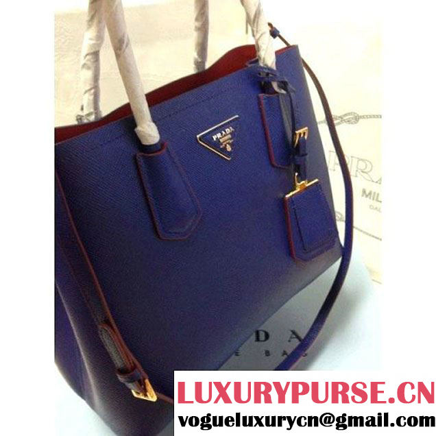 Prada 2755 Saffiano cuir leather tote Blue (2b060-032609 )