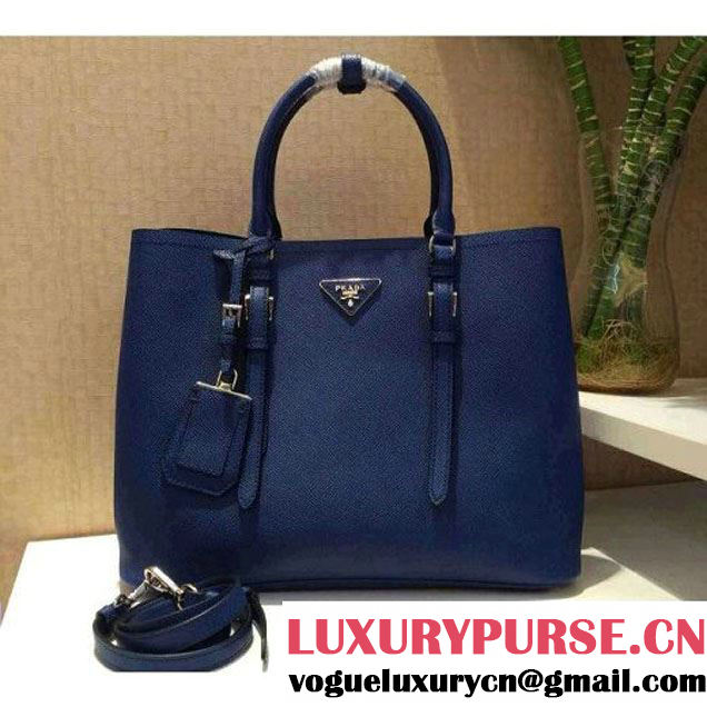 Prada BN2838 Saffiano Cuir Leather Double Bag Blue (2a137-032610 )