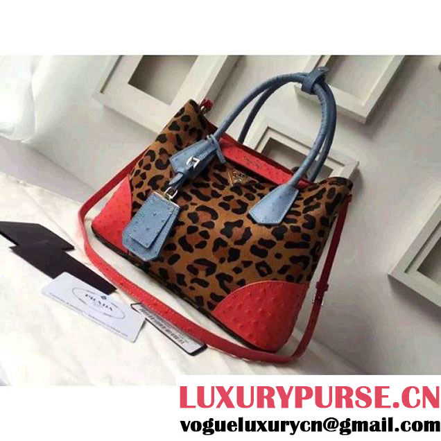 Prada 1BG756 Ponyhair Leather Double Bag With Ostrich Leather  F/W 2015 (2A016-103101 )