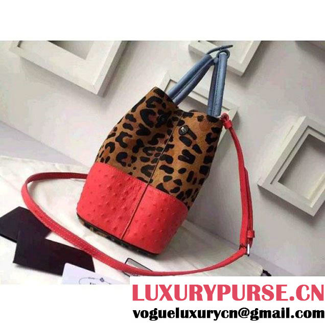 Prada 1BG756 Ponyhair Leather Double Bag With Ostrich Leather  F/W 2015 (2A016-103101 )