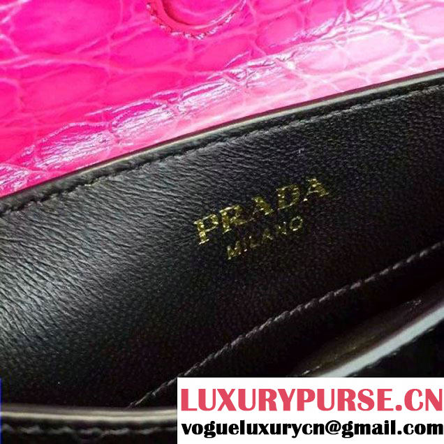 Prada 1BG887  Saffiano Two-tone Double Bag Black/Rosy 2016 (2A016-6022909 )