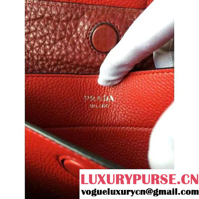 Prada 1BG007 Large Calf Leather Double Bag Burgundy 2016 (2A016-6022923 )