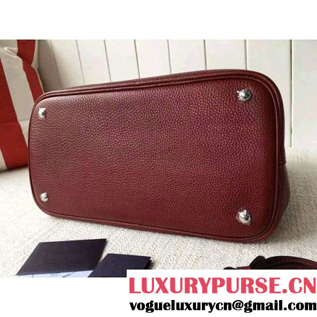 Prada 1BG007 Large Calf Leather Double Bag Burgundy 2016 (2A016-6022923 )