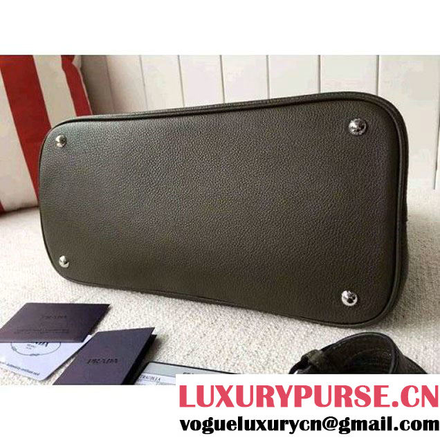 Prada 1BG007 Large Calf Leather Double Bag Army Green 2016 (2A016-6022925 )