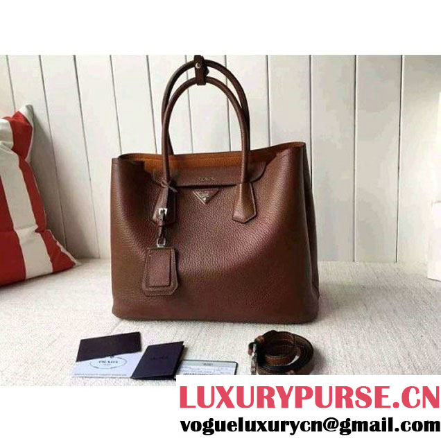 Prada 1BG007 Large Calf Leather Double Bag Copper 2016 (2A016-6022926 )