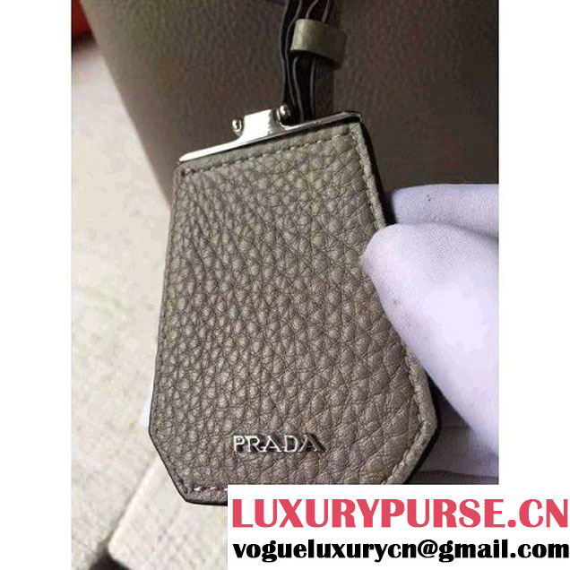 Prada 1BG007 Large Calf Leather Double Bag Grey 2016 (2A016-6022927 )