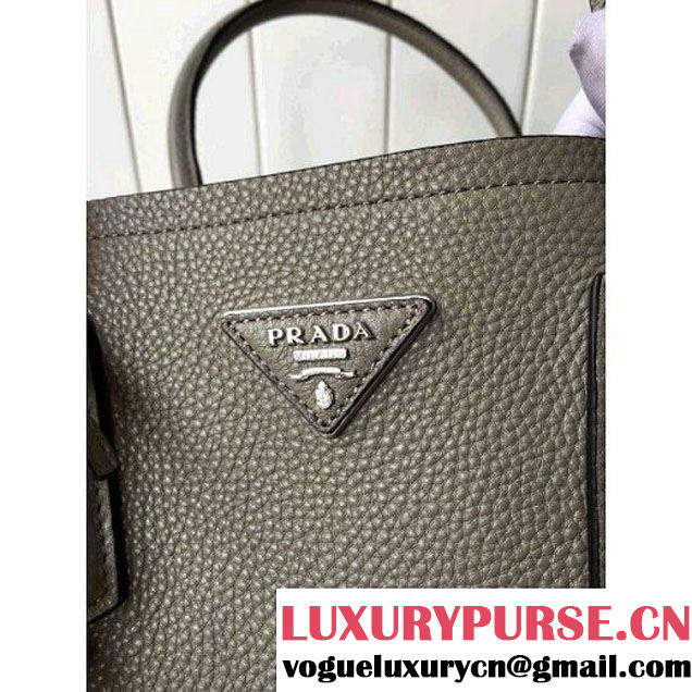 Prada 1BG007 Large Calf Leather Double Bag Grey 2016 (2A016-6022927 )
