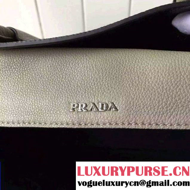 Prada 1BG007 Large Calf Leather Double Bag Grey 2016 (2A016-6022927 )