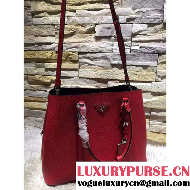 Prada BN2838 Saffiano Cuir Leather Double Bag Red (2A193-6050602 )