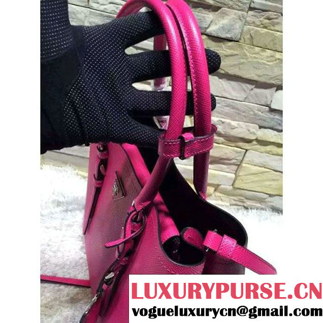 Prada BN2838 Saffiano Cuir Leather Double Bag Fuchsia (2A193-6050603 )