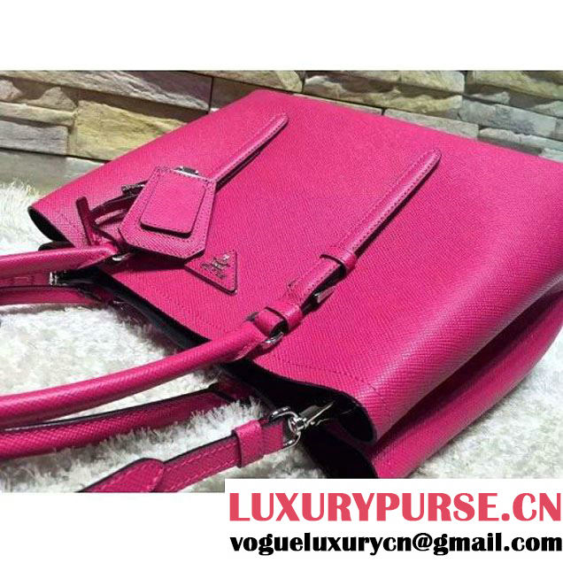 Prada BN2838 Saffiano Cuir Leather Double Bag Fuchsia (2A193-6050603 )