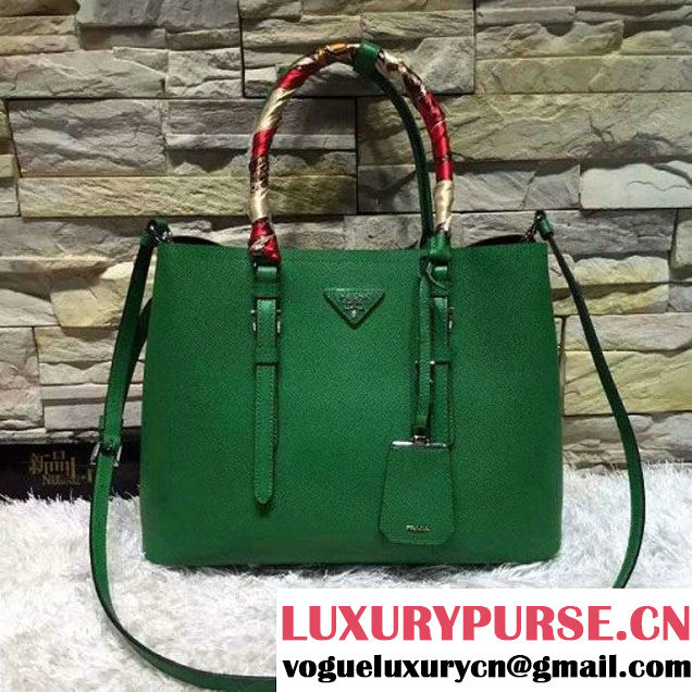 Prada BN2838 Saffiano Cuir Leather Double Bag Green (2A193-6050607 )