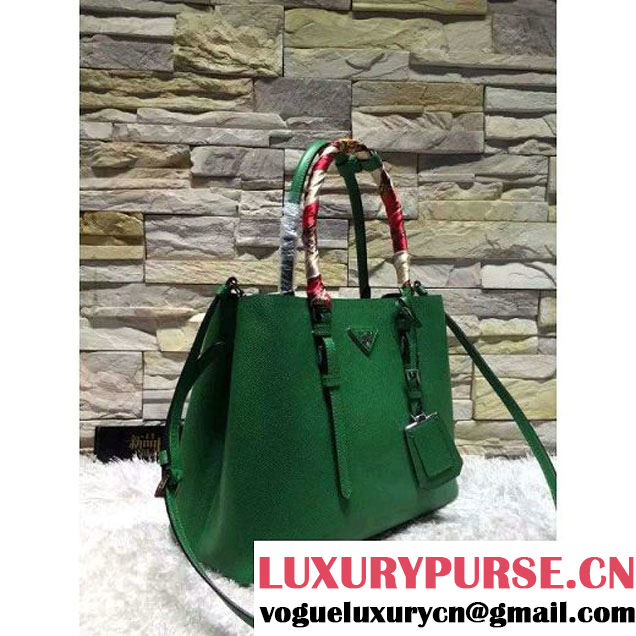 Prada BN2838 Saffiano Cuir Leather Double Bag Green (2A193-6050607 )