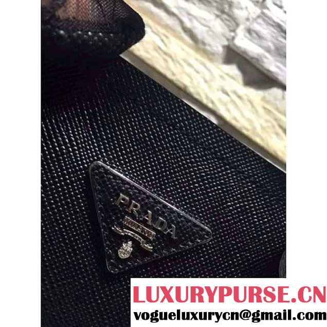 Prada BN2838 Saffiano Cuir Leather Double Bag Black (2A193-6050608 )