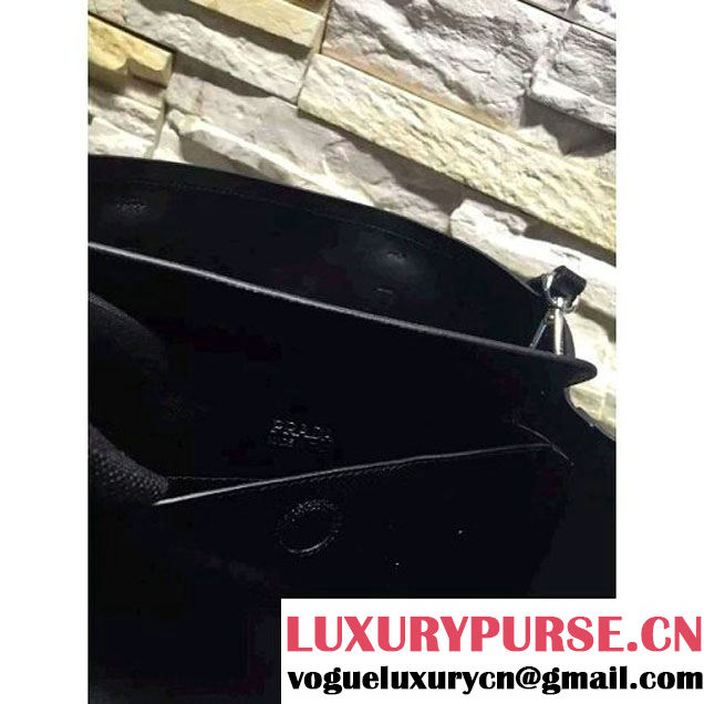 Prada BN2838 Saffiano Cuir Leather Double Bag Black (2A193-6050608 )
