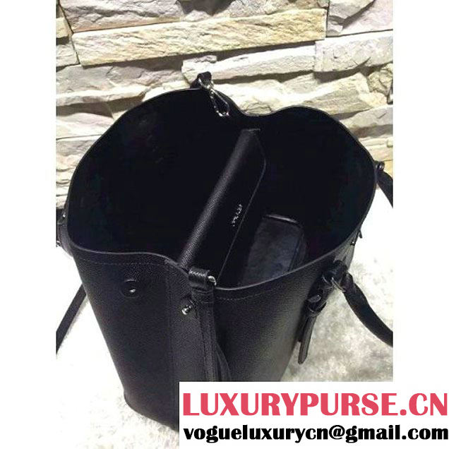 Prada BN2838 Saffiano Cuir Leather Double Bag Black (2A193-6050608 )