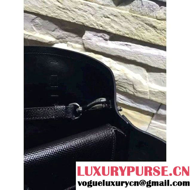 Prada BN2838 Saffiano Cuir Leather Double Bag Black (2A193-6050608 )