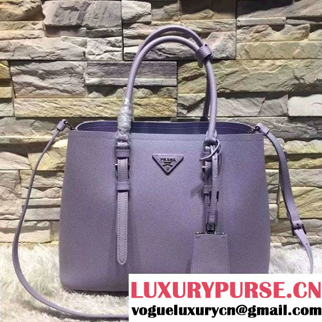 Prada BN2838 Saffiano Cuir Leather Double Bag Lavender (2A193-6050609 )